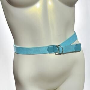 Vintage Adjustable Light Blue Fabric Belt - Small/Medium Waist